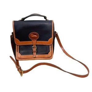 Vintage Dooney & Bourke All Weather Leather Surrey Navy Carrier Crossbody Bag